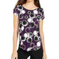 Alfani Women's Printed Round Hem T Shirt Purple Size Petite Small