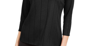 Alfani Women's Petite Solid Twist-Neck Top Black Size Petite Small