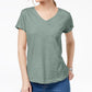 Style & Co Women's V Neck Pocket T-Shirt Green Size PS