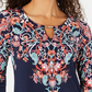 JM Collection Women's Fairytale Printed Tunic Navy Size Petite Small
