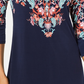 JM Collection Women's Fairytale Printed Tunic Navy Size Petite Small