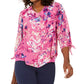 JM Collection Women's Asymmetrical Printed Necklace Top Pink Size X-Small