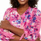 JM Collection Women's Asymmetrical Printed Necklace Top Pink Size X-Small