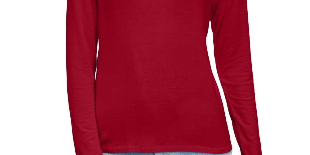 Style & Co Women's Petite Mock Neck Top Red Size PL