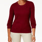 Karen Scott Women's Petite Marled Cotton Cable-Knit Sweater Red Size Petite S