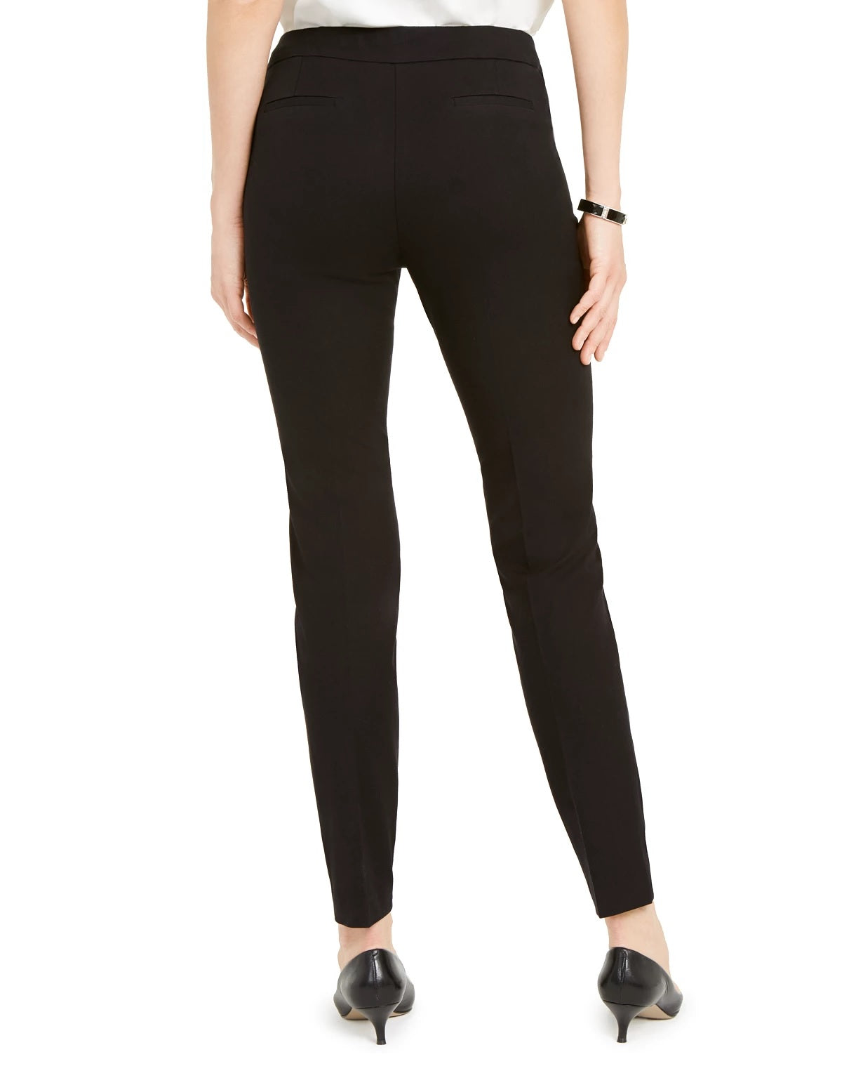 Alfani Women's Extended Tab Skinny Pants Black Size 8 Petite
