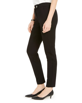 Alfani Women's Extended Tab Skinny Pants Black Size 8 Petite