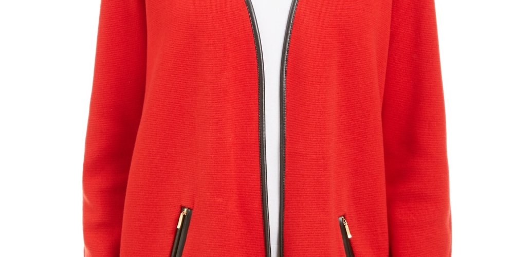 Charter Club Women's Milano Cotton Open Front Cardigan Red Size Large