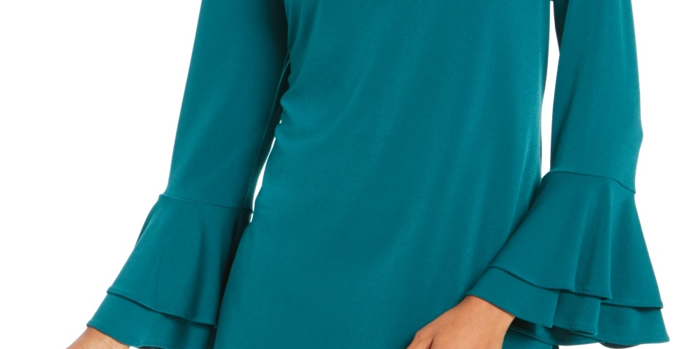 Charter Club Women's Bell Sleeve Keyhole Top Green Size XX-Large