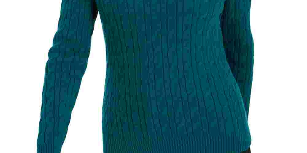Charter Club Women's Textured Embellished Patterned Long Sleeve Jewel Neck Sweater Green Size XX-Large