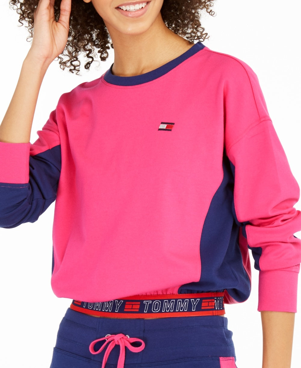 Tommy Hilfiger Women's Sport Colorblocked Cropped Top Pink Size XX-Large