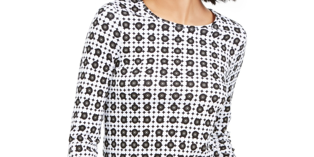 Charter Club Women's Printed Pima Cotton Top White Size XX-Large