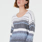 Style & Co Women's Petite Striped Drop-Shoulder Sweater Blue Size PL