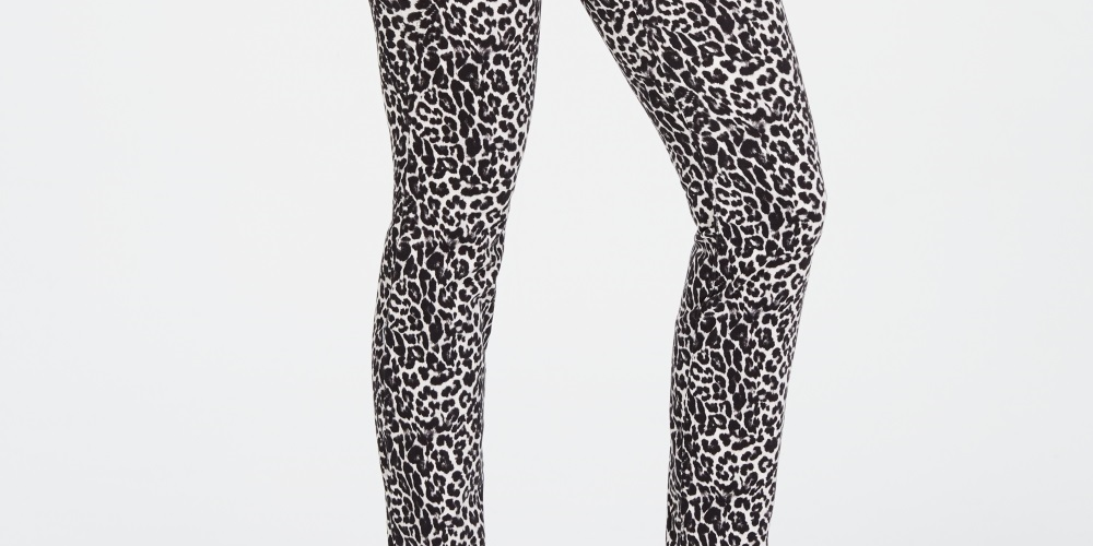 INC International Concepts Women's Incessential Leopard Skinny Jeans Gray Size 0