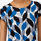 Alfani Women's Printed Round Hem T Shirt Blue Size -PS