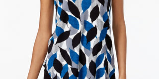 Alfani Women's Printed Round Hem T Shirt Blue Size -PS