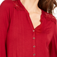 NY Collection Women's Petite Lace-Yoke Knit Top Red Size Medium