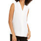 Calvin Klein Women's V-Neck Sleeveless Top White Size Large