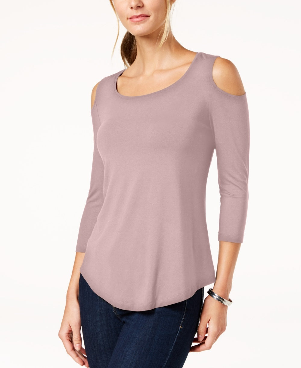 JM Collection Women's Cold-Shoulder Top Pink Size Medium