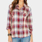 Style & Co Women's Plaid One Pocket Shirt Red Size Small
