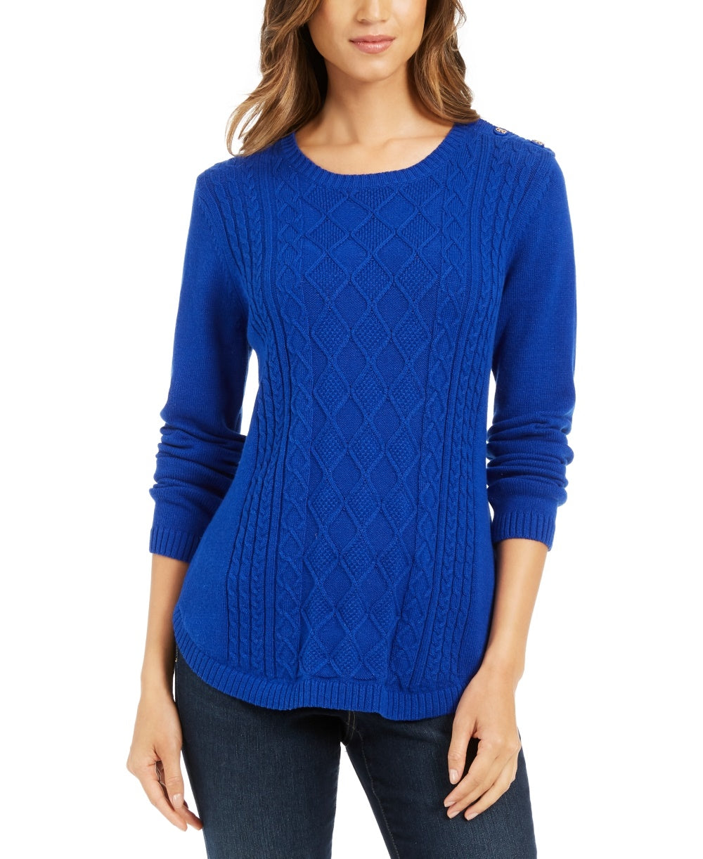 Charter Club Women's Cable Sweater Blue Size X-Small