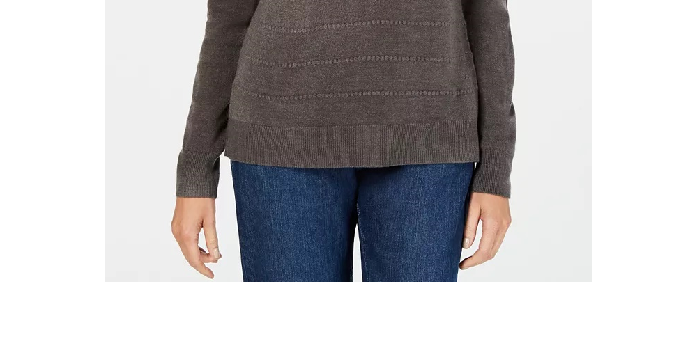 Karen Scott Women Purple Ribbed Solid Long Sleeve Blouse Top Size Petite S
