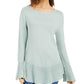 Style & Company Women's Ribbed Patterned Long Sleeve Jewel Neck Blouse Sweater Green Size PL