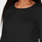 Karen Scott Women's Satin Trim Scoop Neck Top Black Size Small