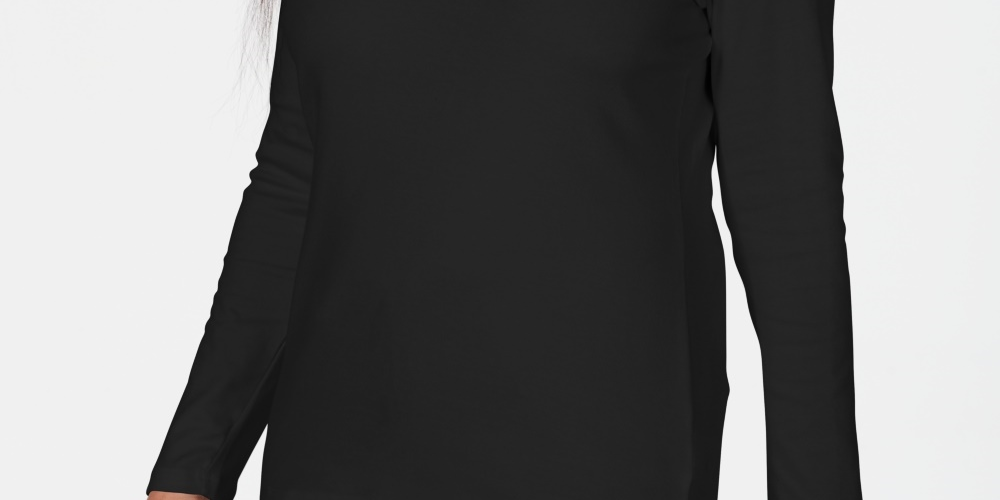 Karen Scott Women's Satin Trim Scoop Neck Top Black Size Small