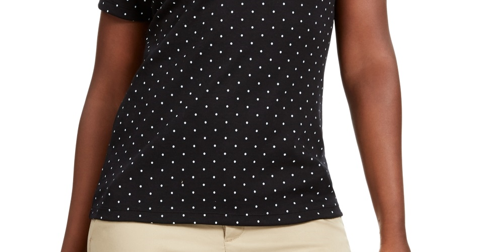 Karen Scott Women's Dot Print T-Shirt Black Size Medium