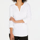 Charter Club Women's Supima Cotton Split Neck Top White Size PL