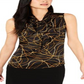 Bar III Women's Tie Neck Shell Blouse Black Size S