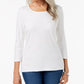 Karen Scott Women's Scoop-Neck Top In Regular And Petite White Size XX-Large