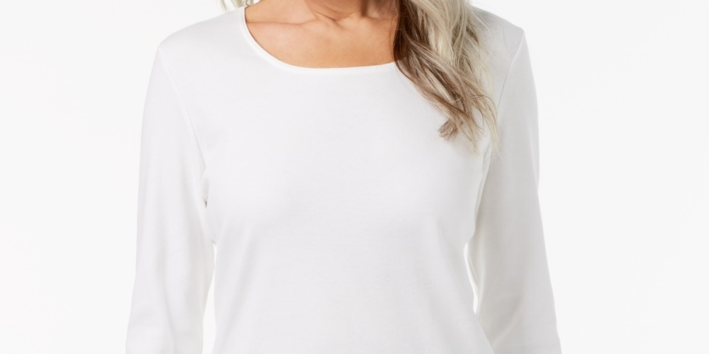 Karen Scott Women's Scoop-Neck Top In Regular And Petite White Size XX-Large