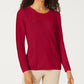 Karen Scott Women's Patchwork Stitch Pullover Sweater Red Size Large