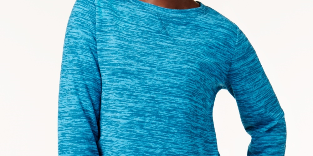 Karen Scott Women's Sport Space Dye Microfleece Top Blue Size X-Small