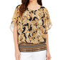 JM Collection Women's Flutter-Sleeve Top Black Size X-Small