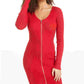 Planet Gold Women's Long Sleeve V Neck Short Sheath Cocktail Dress Red Size Large