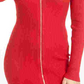 Planet Gold Women's Long Sleeve V Neck Short Sheath Cocktail Dress Red Size Large