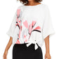 Alfani Women's Printed Side Tie Top White Size PM