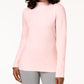 Karen Scott Women's Petite Long-Sleeve Mock-Neck Cotton Top Pink Size PM