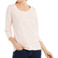 Style & Co Women's 3/4 Sleeve Scoop Neck Top Pink Size X-Large