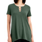 JM Collection Women's Ring Handkerchief Hem Top Green Size Large