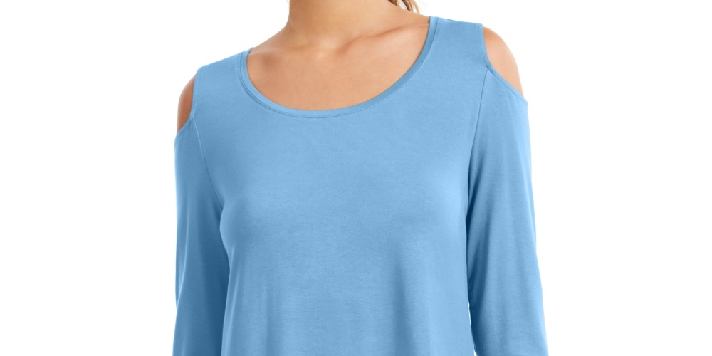 JM Collection Women's Cold Shoulder Top Blue Size Medium