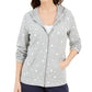 Karen Scott Women's Star Gaze Printed Zip Hoodie Gray Size Medium