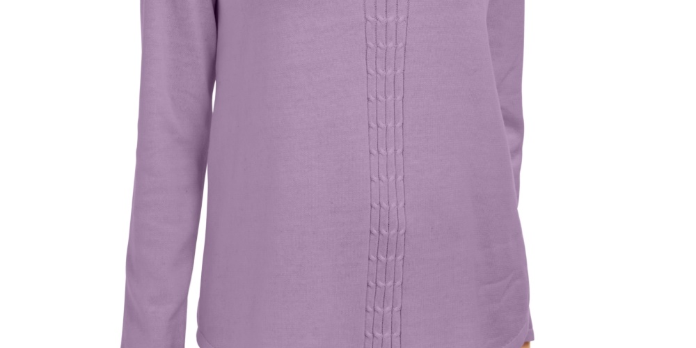 Karen Scott Women's Cotton Cable-Knit Sweater Purple Size Large