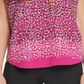 DKNY Women's V Neck Animal Print Blouse Pink Size S