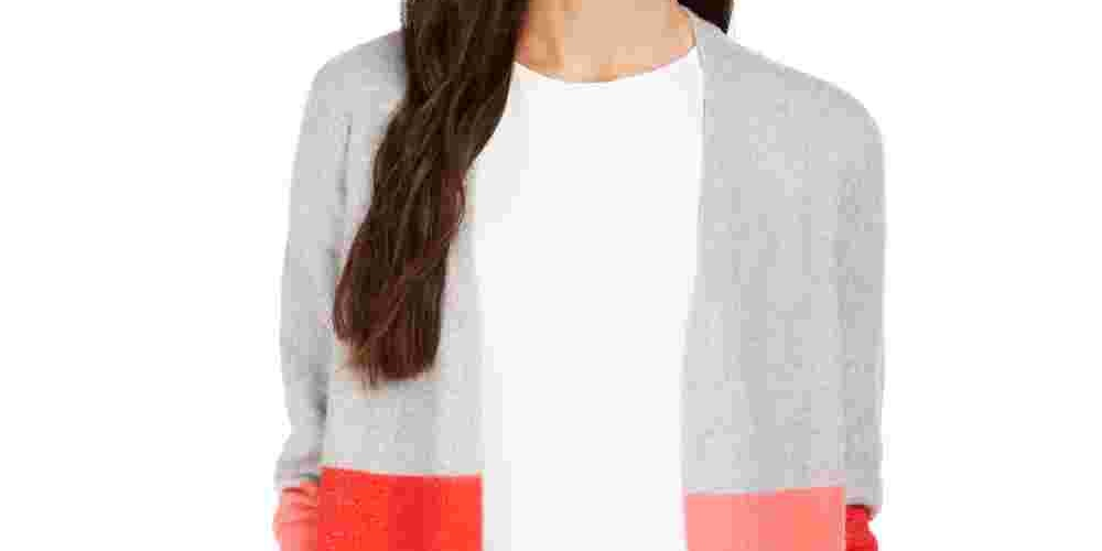 Charter Club Women's Colorblocked Knit Cardigan Red Size XX-Large