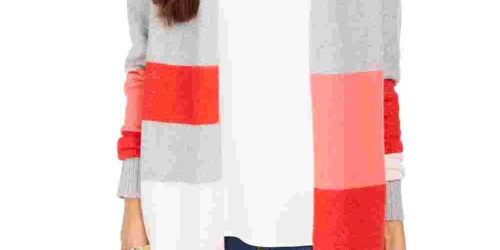 Charter Club Women's Colorblocked Knit Cardigan Red Size XX-Large