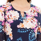 JM Collection Women's Liza Floral-Print Keyhole Top Blue Size Small